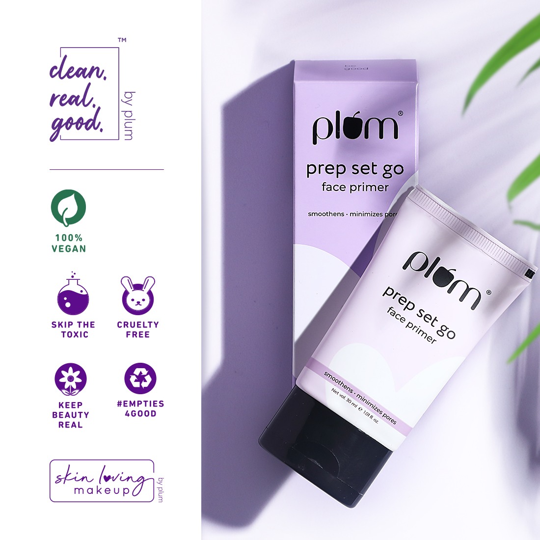Plum Prep Set Go Face Primer | Minimizes Pores | Weightless Formula | 100% Vegan & Cruelty Free