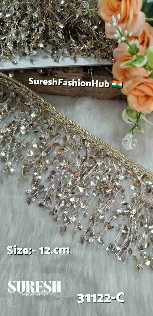 Pearl Leaf Sequin Jari Jalar Lace-31122-Emb