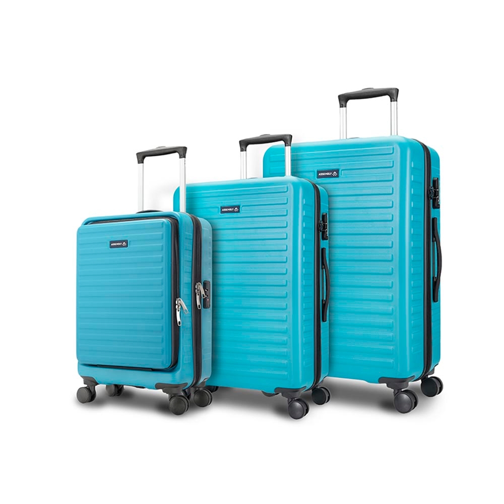 Set of 3 Hard Luggage Trolley Bag - 28 inch, 24 inch and 20 inch Suitcase (Free Packing Kit) - Teal
