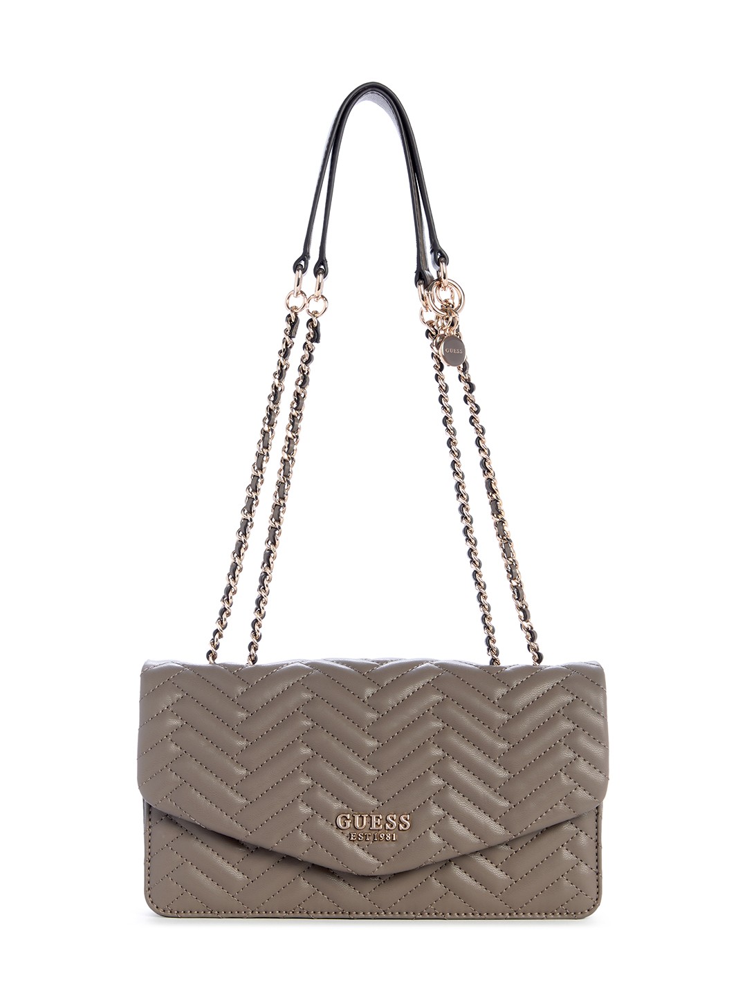 Dark Taupe Quilted Anning Convertible Crossbody Bag