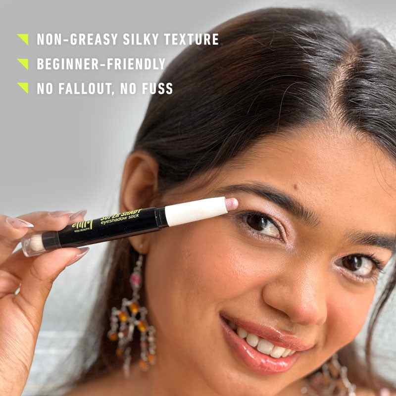 Elitty Eyeshadow Stick | Shimmer | Waterproof | Easy to blend, non creasy, Beginner's Friendly eyeshadow | More than 24 Hour Stay | Rose (Pink), 1.7g