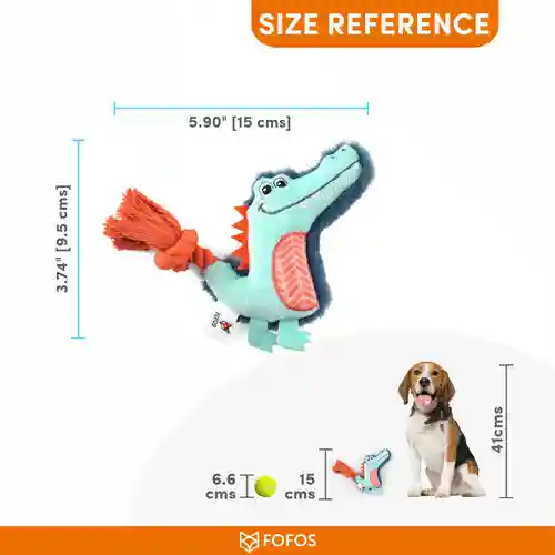 Barkbutler Fofos Puppy Alligator Toy for Dogs, 15 X 9.5 CM