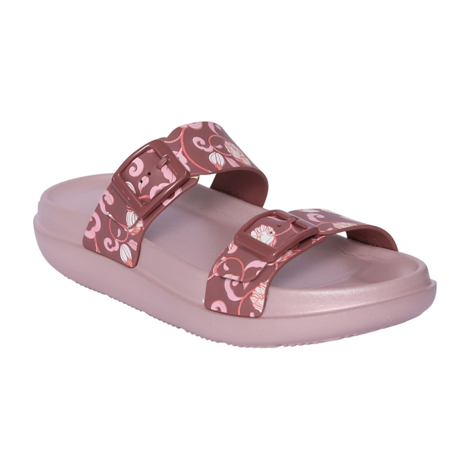 Women Peach Floral Print Two-Strap Sandal