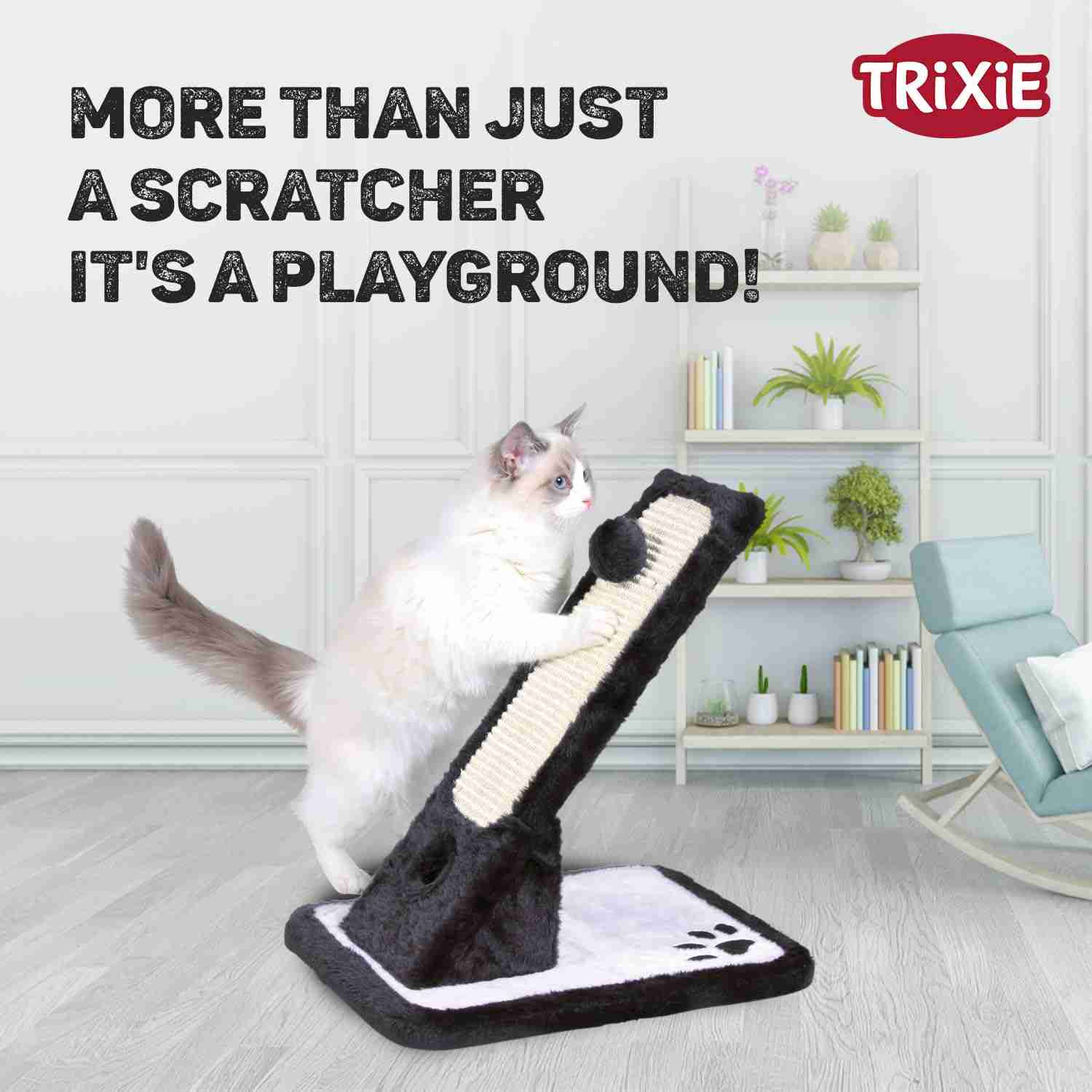 Trixie Scratching Mat Plush/Sisal Rug for Cats (42 cm, Black/Cream)