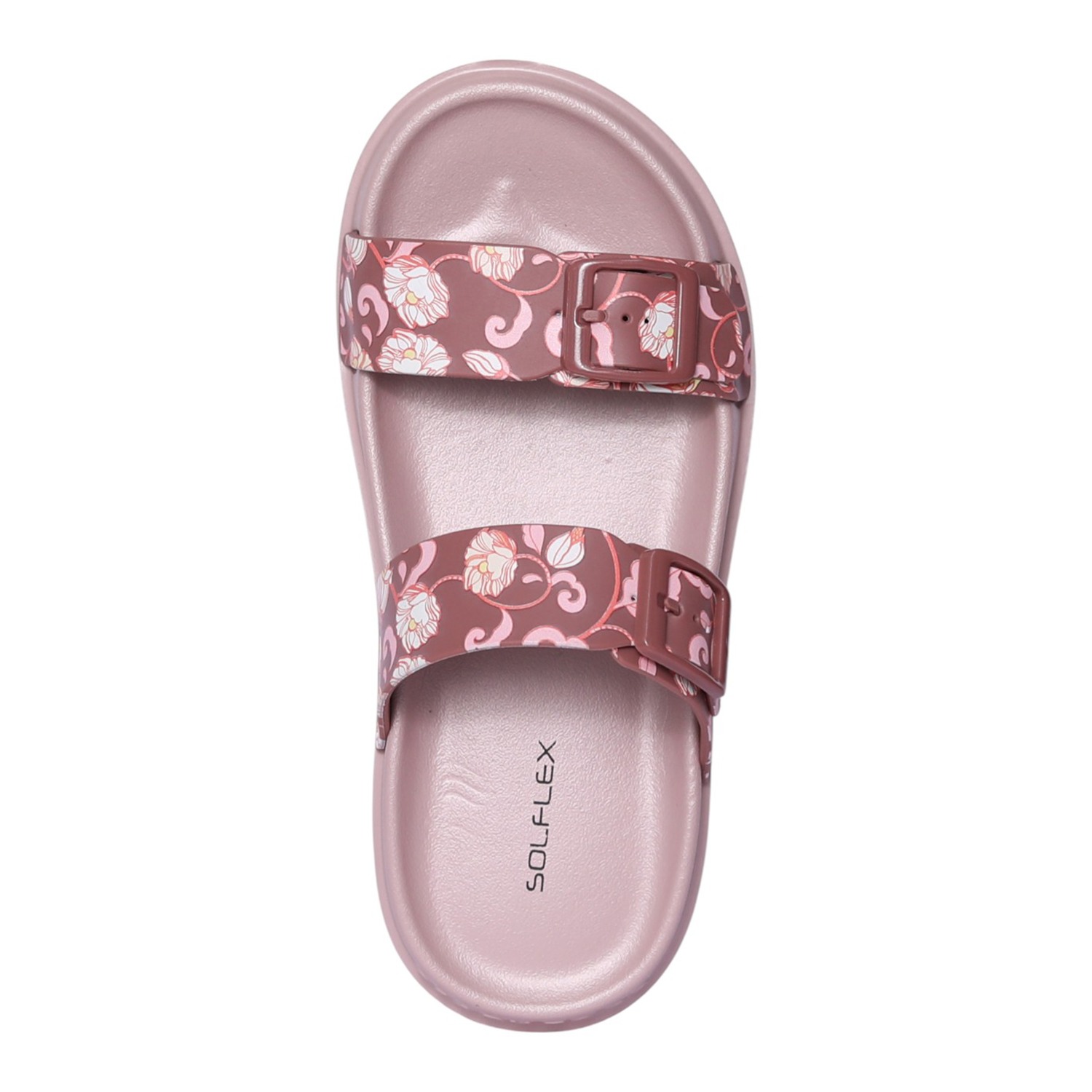 Women Peach Floral Print Two-Strap Sandal