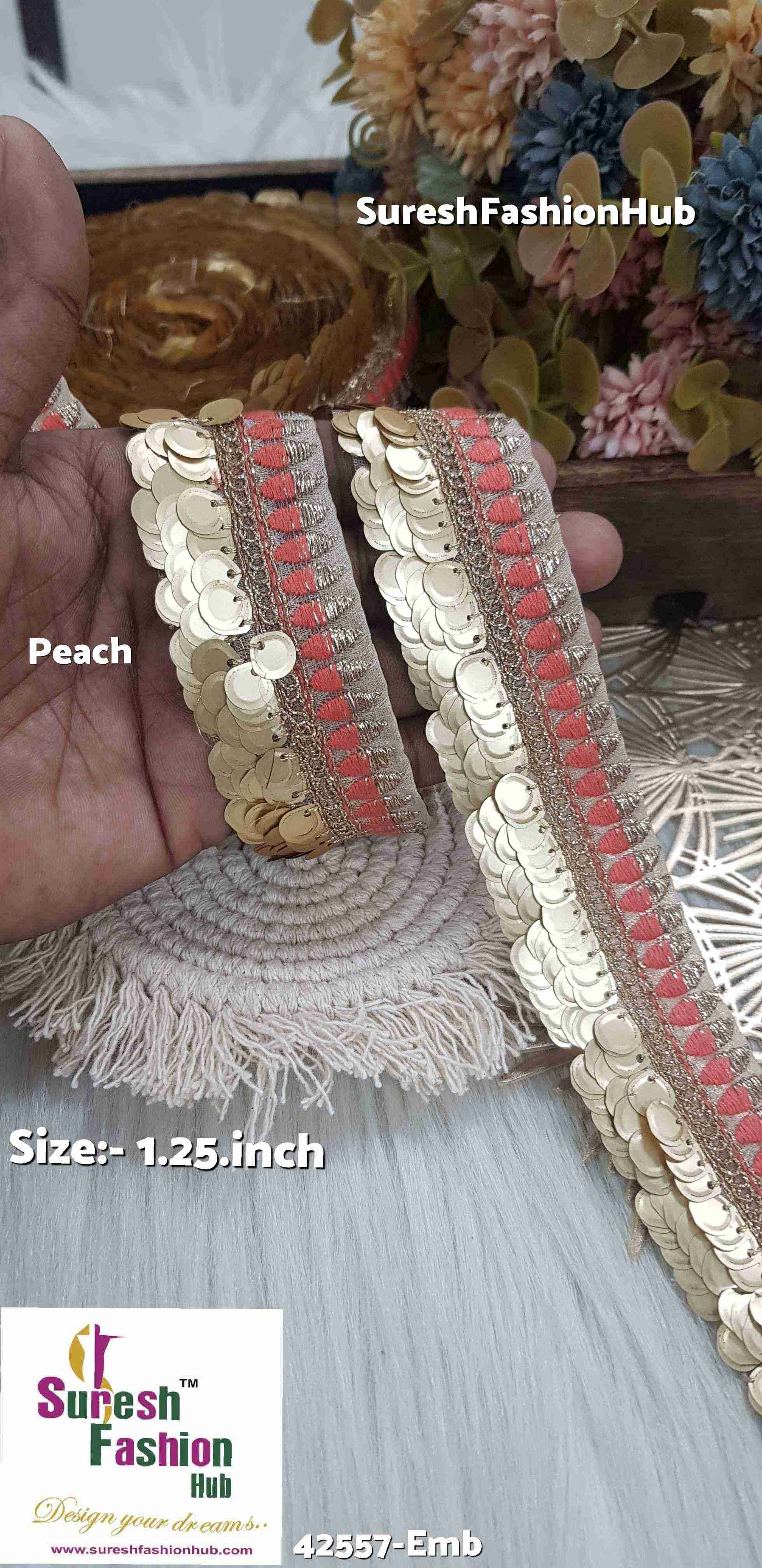 Peach Hanging Sequence Embroidery Design