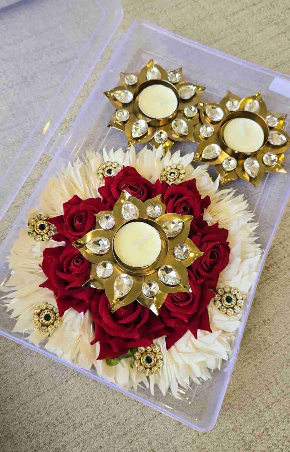 Rose and white Flower Rangoli
