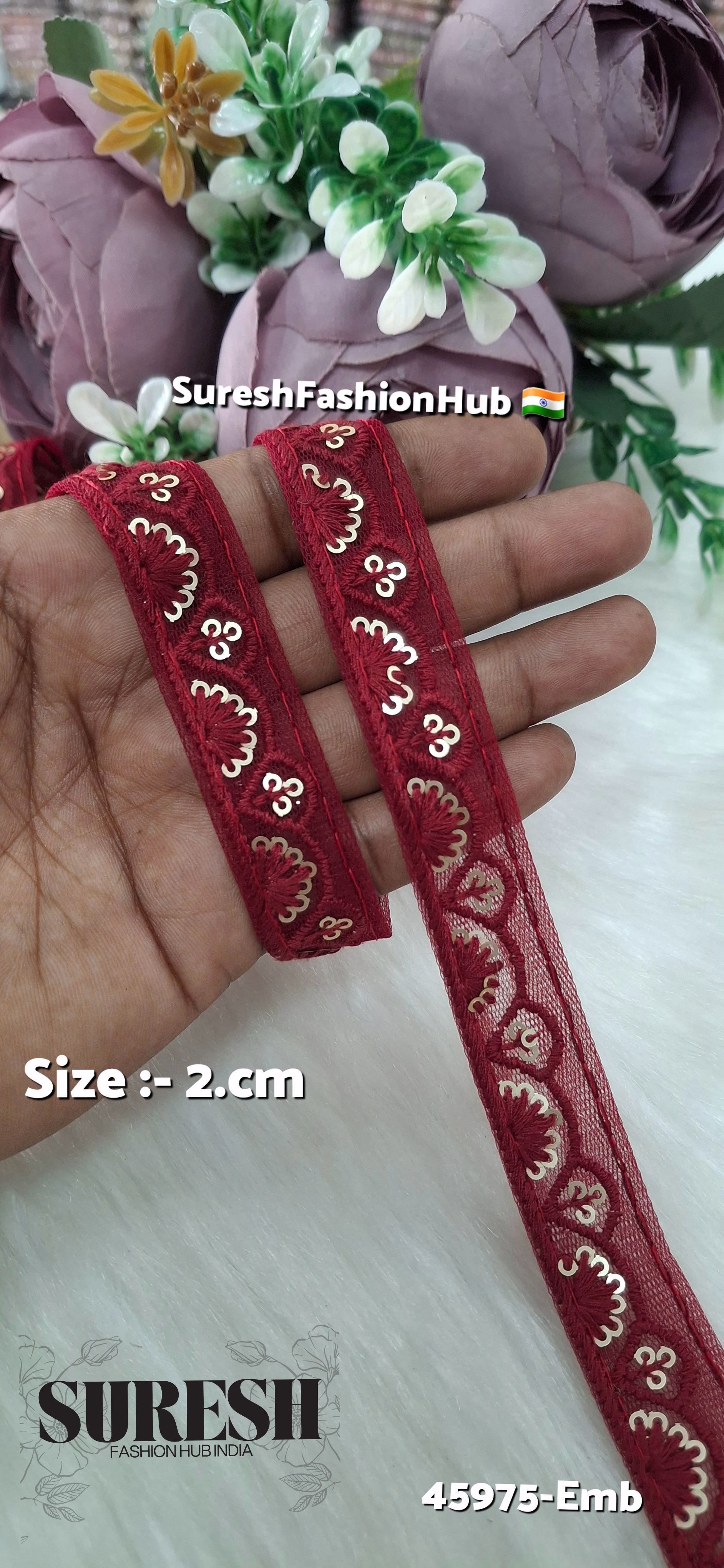 Maroon Tone-on-Tone Net Embroidery Lace