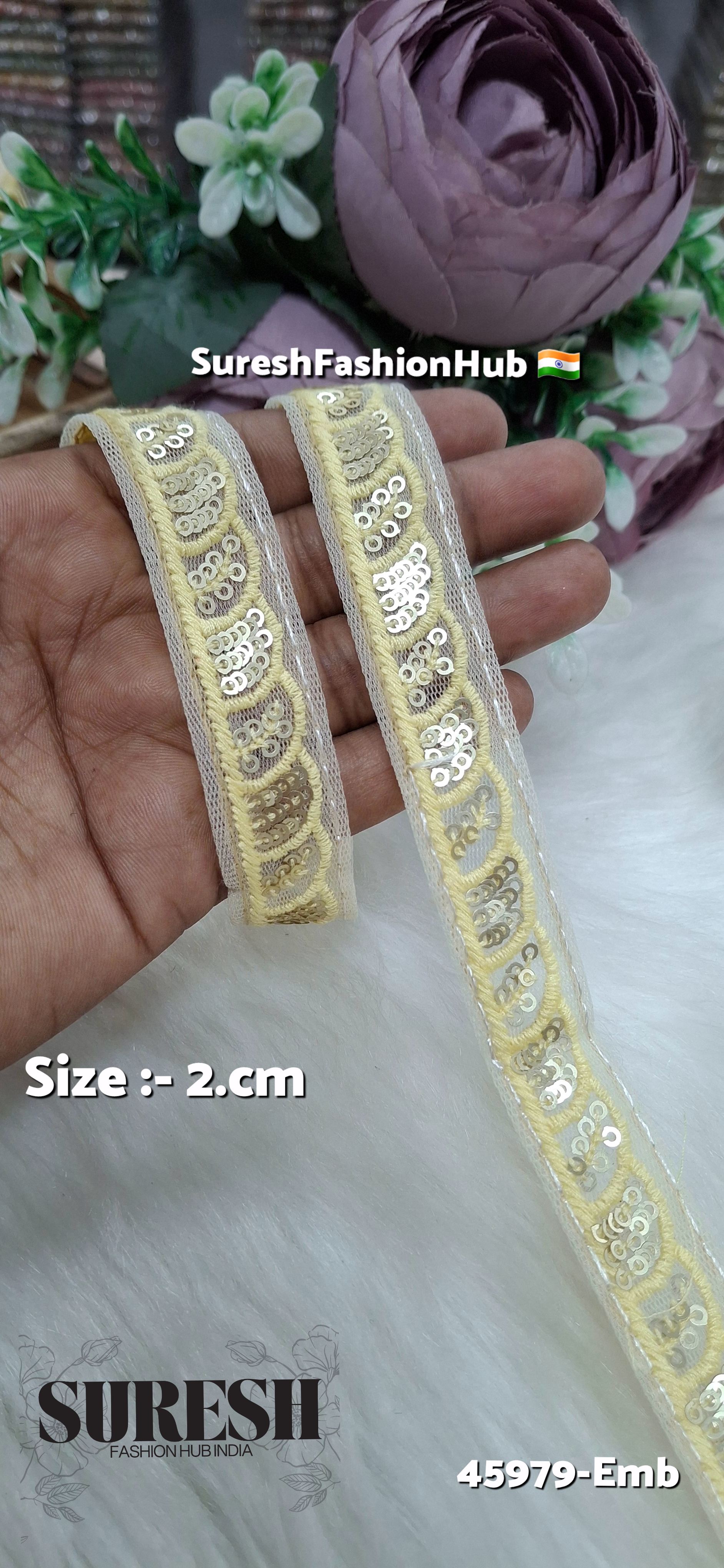 Lemon Yellow Tone-on-Tone Net Embroidery Lace