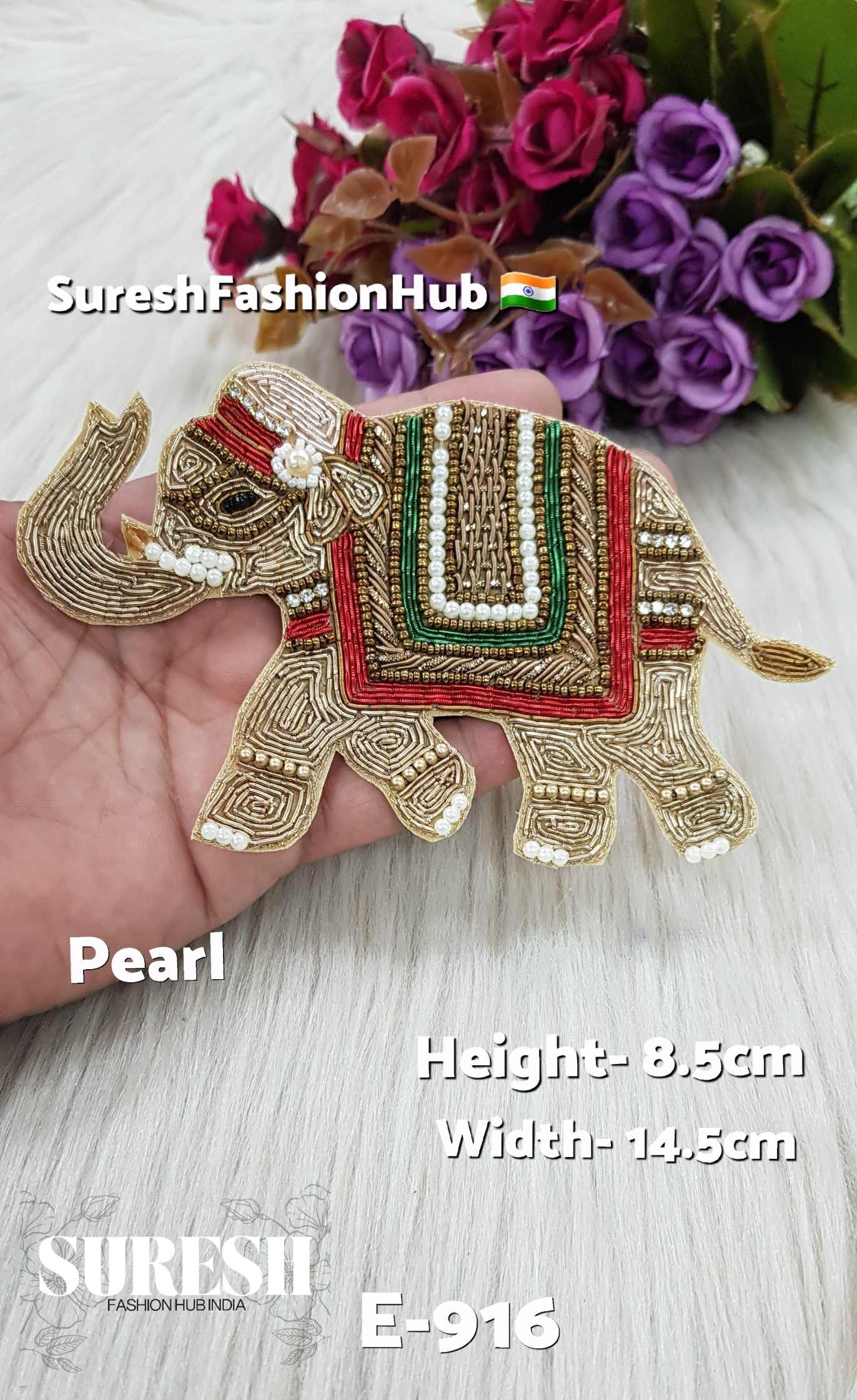 Handmade Elephant Patch – Left Side Rose Gold – Design No. E-916