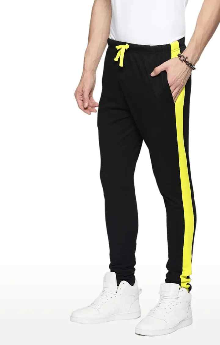 Men's Black Cotton Solid Trackpant