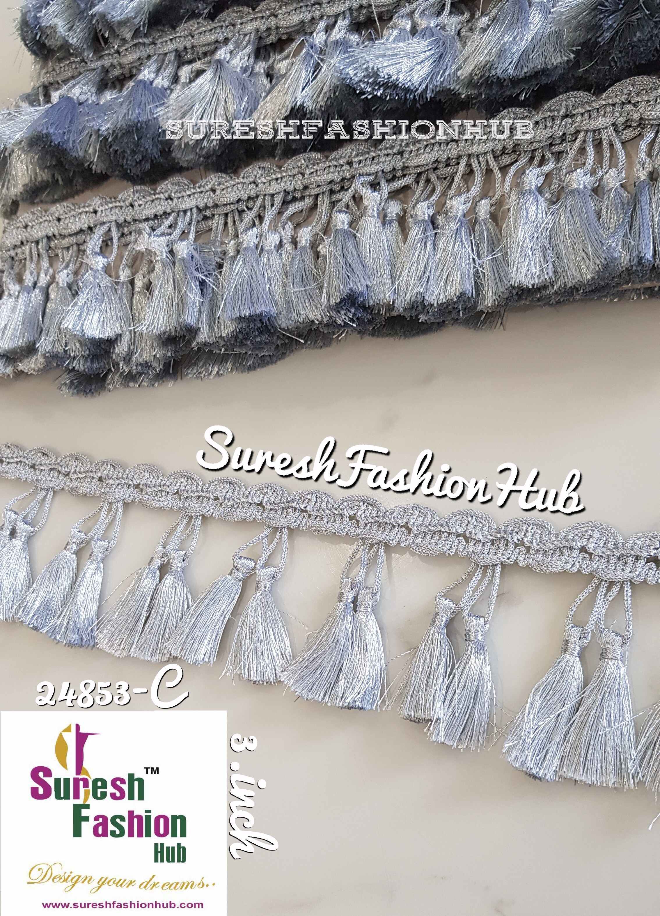 Silver Knotted Design With Hanging Tassels Trim