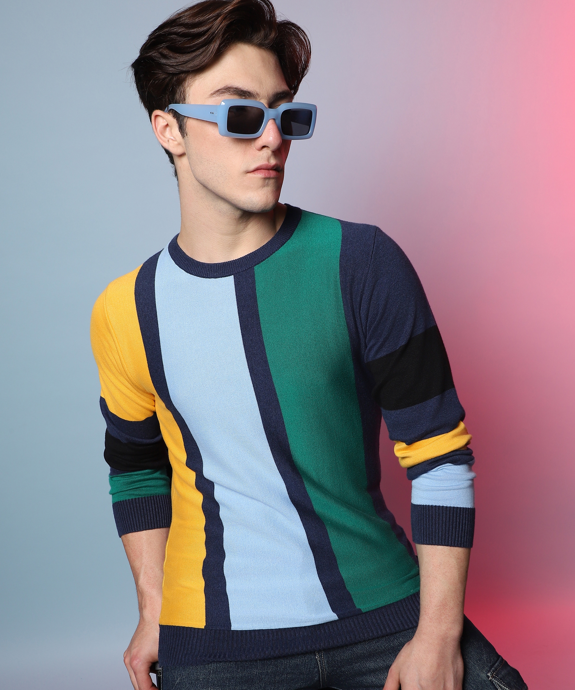 CAMPUS SUTRA | Men's Multicolour Colourblock Sweatshirt