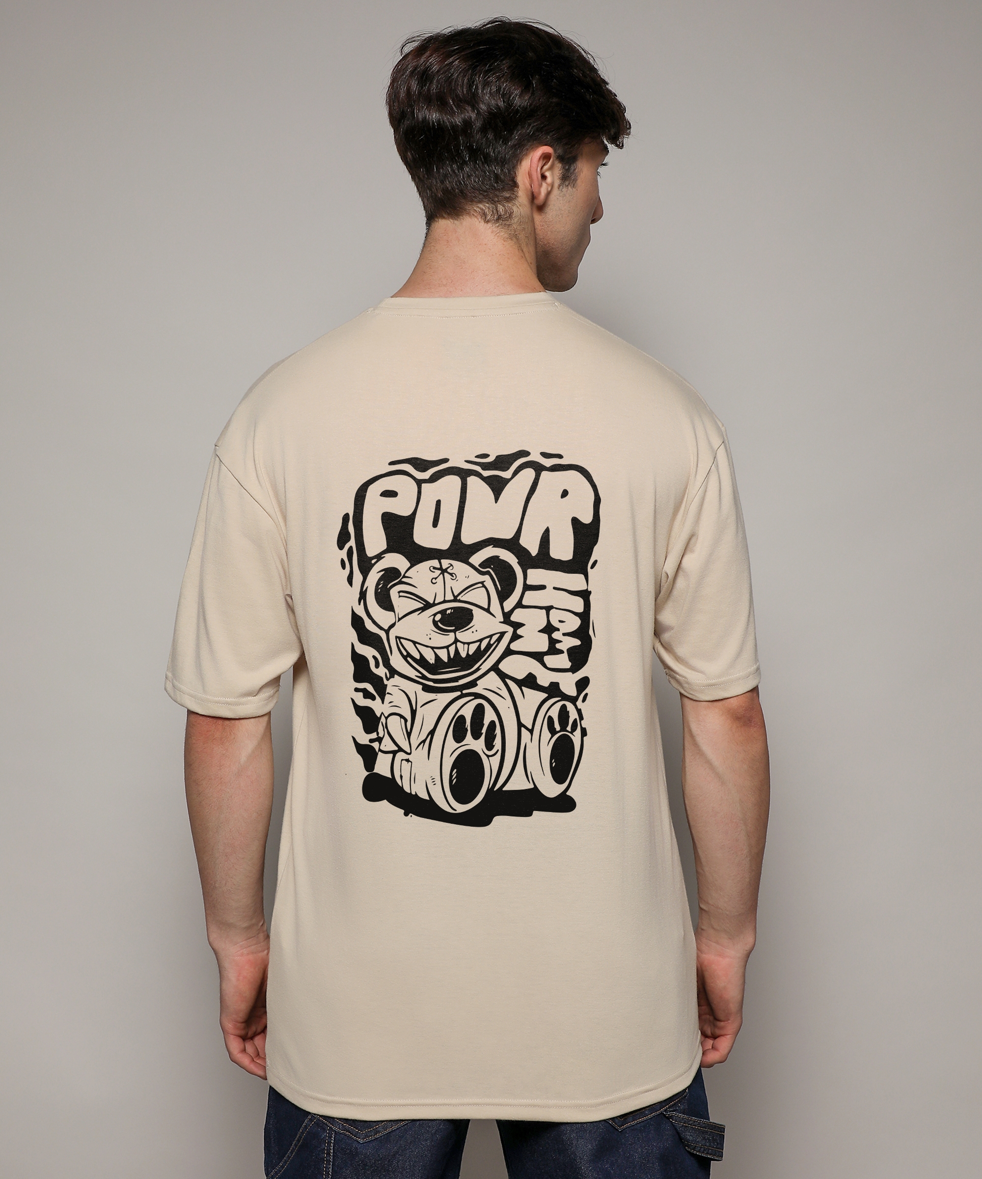 CAMPUS SUTRA | Men's Beige Printed Oversized T-Shirt
