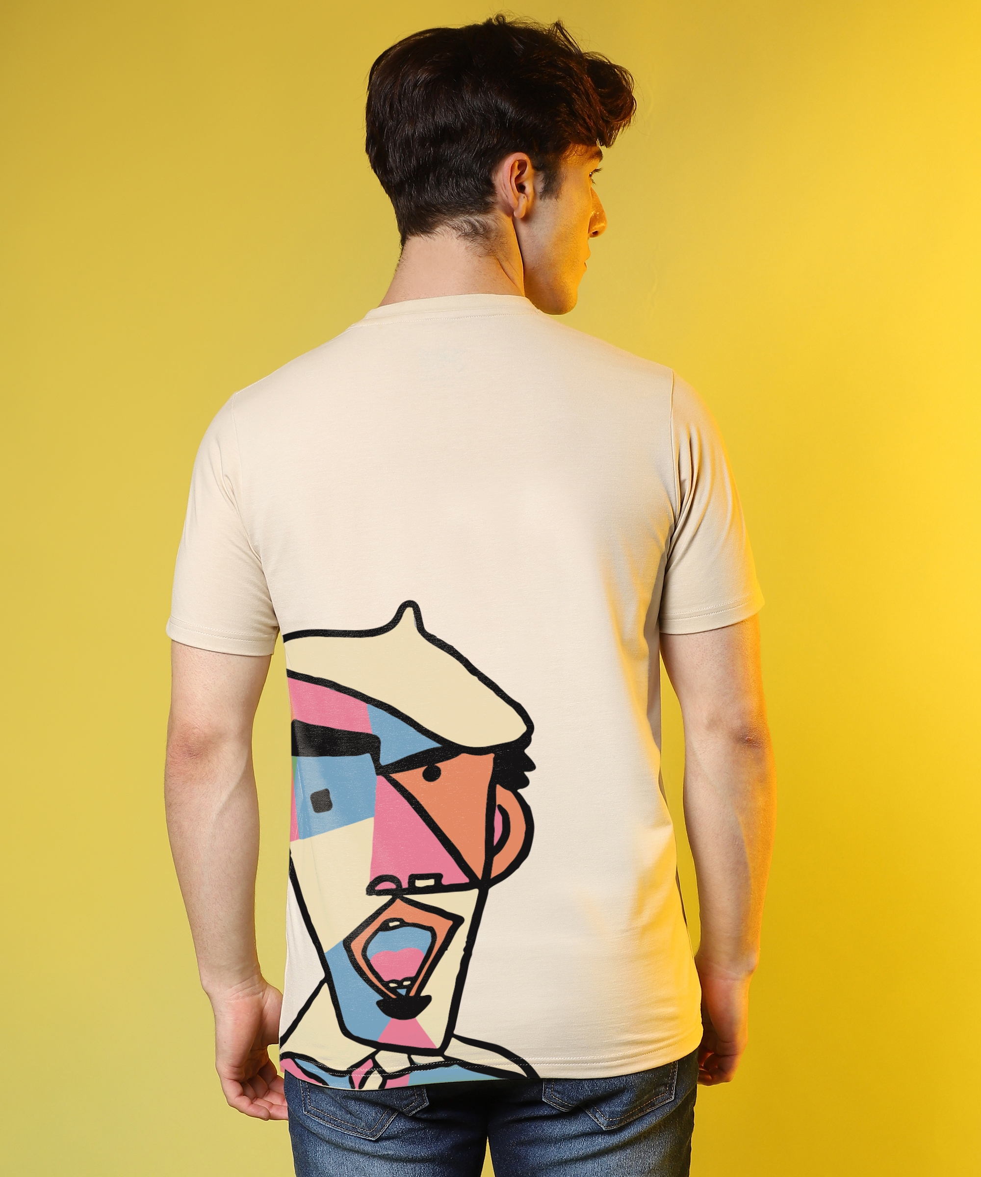 CAMPUS SUTRA | Men's Beige Printed Regular T-Shirt