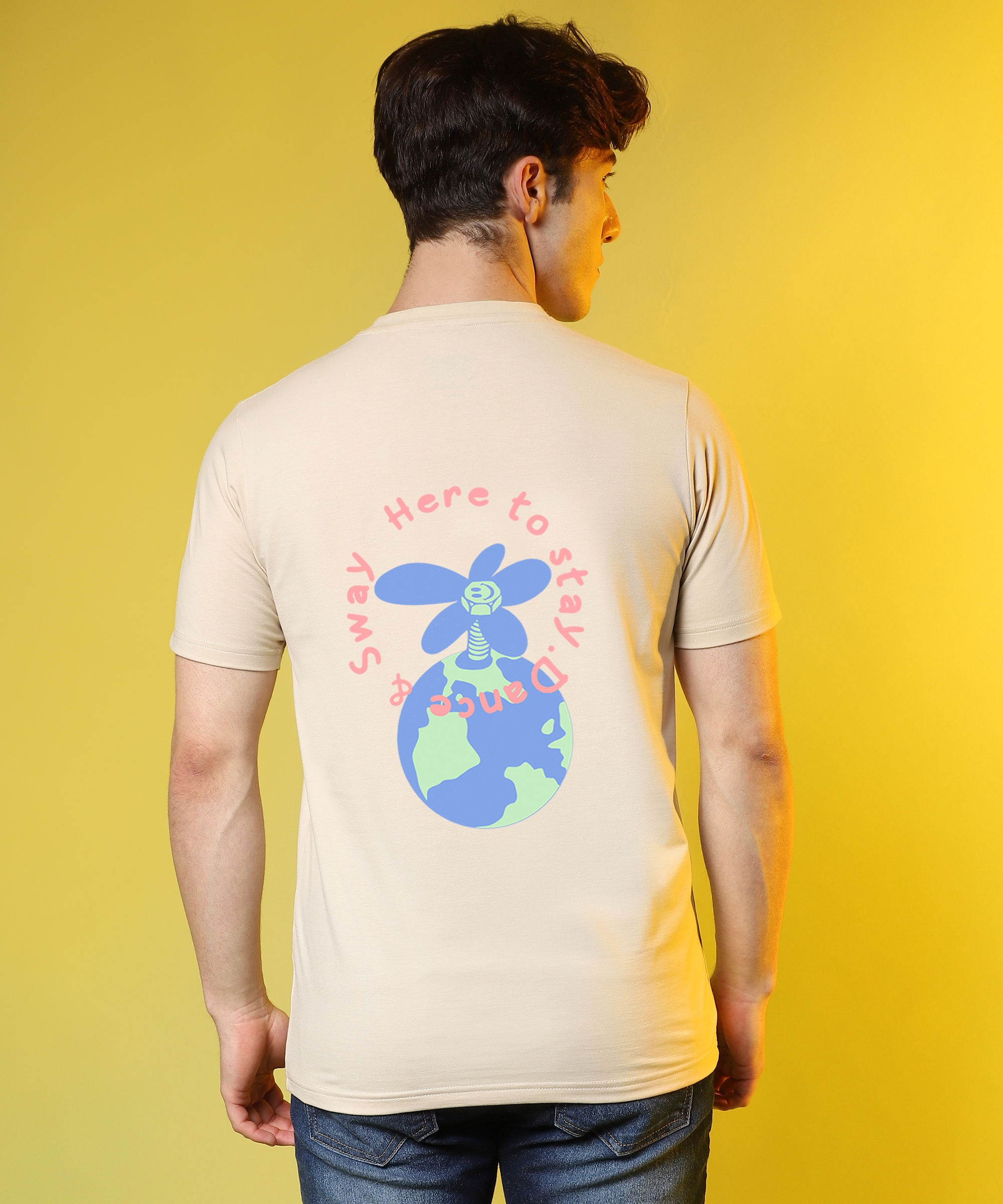 CAMPUS SUTRA | Men's Beige Printed Regular T-Shirt