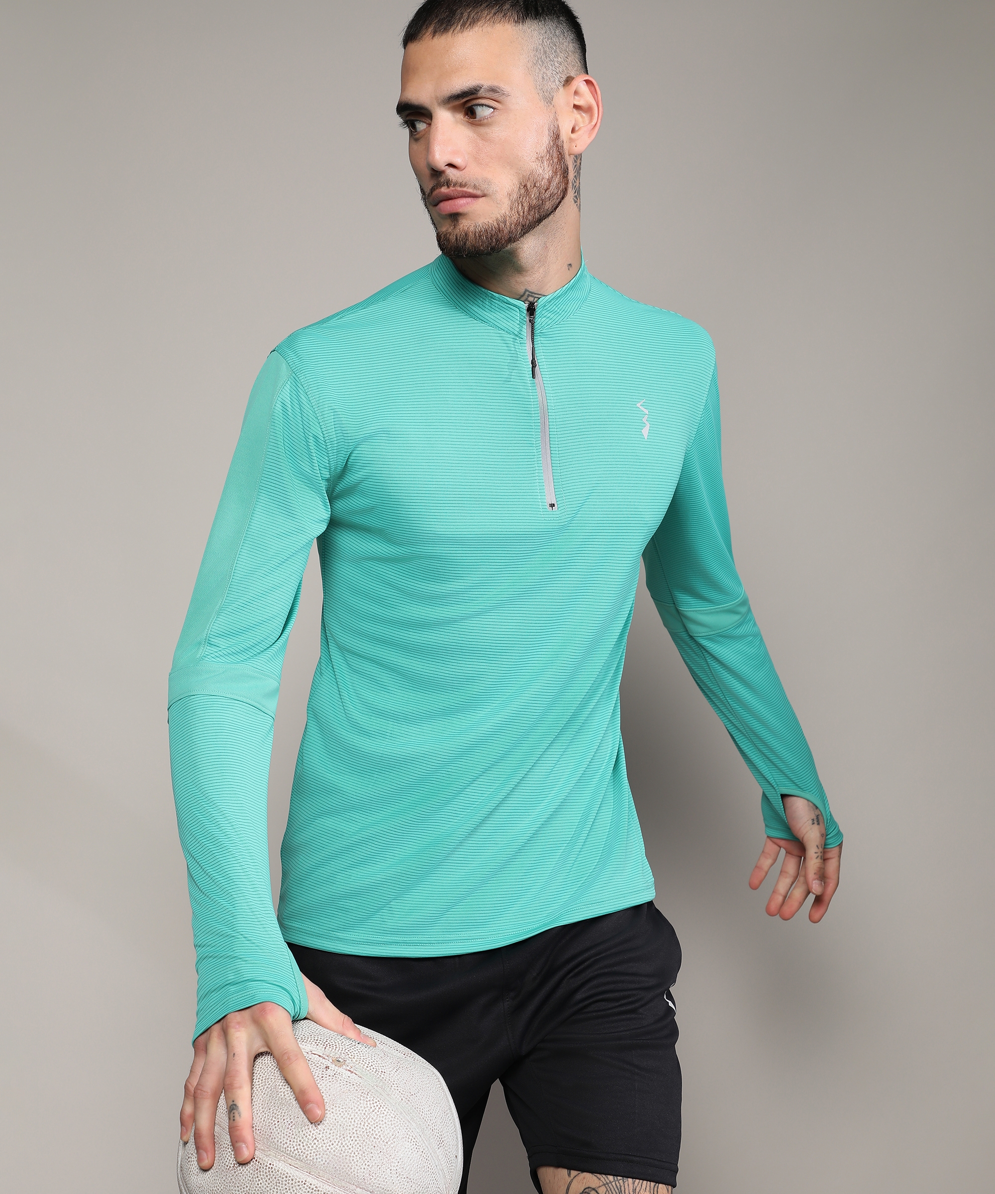 CAMPUS SUTRA | Men's Mint Green Solid Activewear T-Shirt