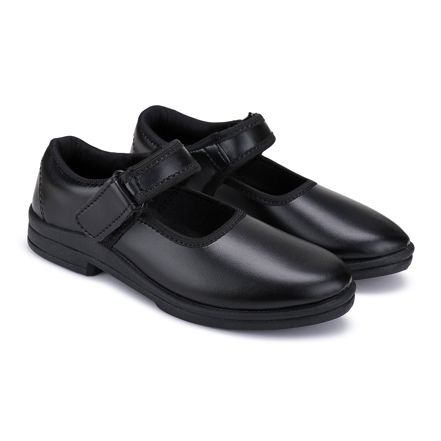 Camro Girl Delux Welcro Black School Shoe
