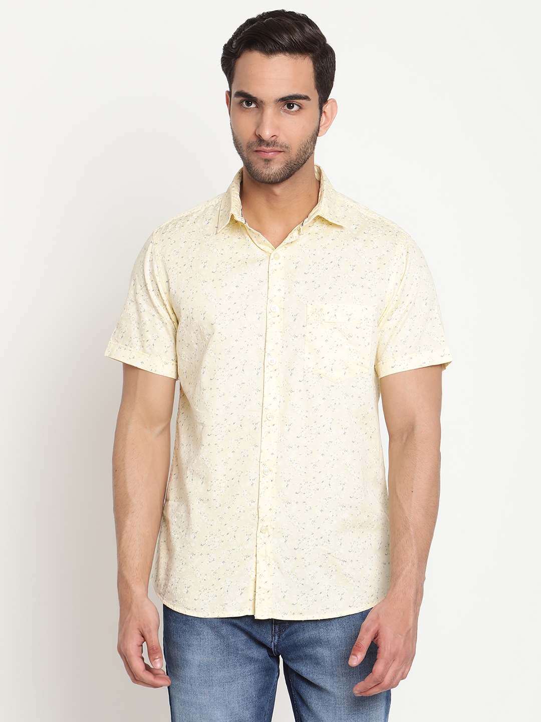 Buy Cantabil Off White & Blue Cotton Regular Fit Printed T-Shirts for Mens  Online @ Tata CLiQ