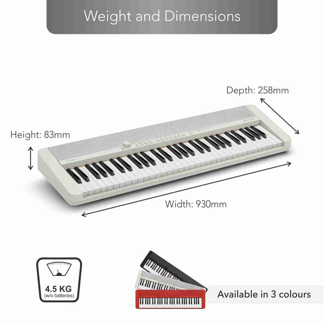 Casio Casiotone CT-S1 61-Key Touch-Sensitive Portable Keyboard in White 4