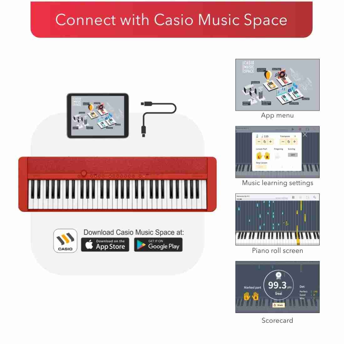 Casio CT-S1 61-Key Portable Keyboard, Red 2