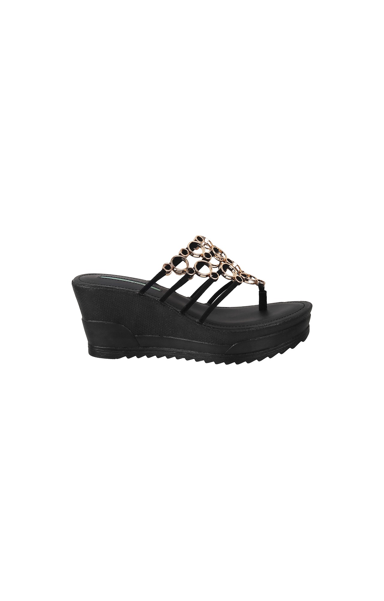 Women Stylised Wedges Black Sandals