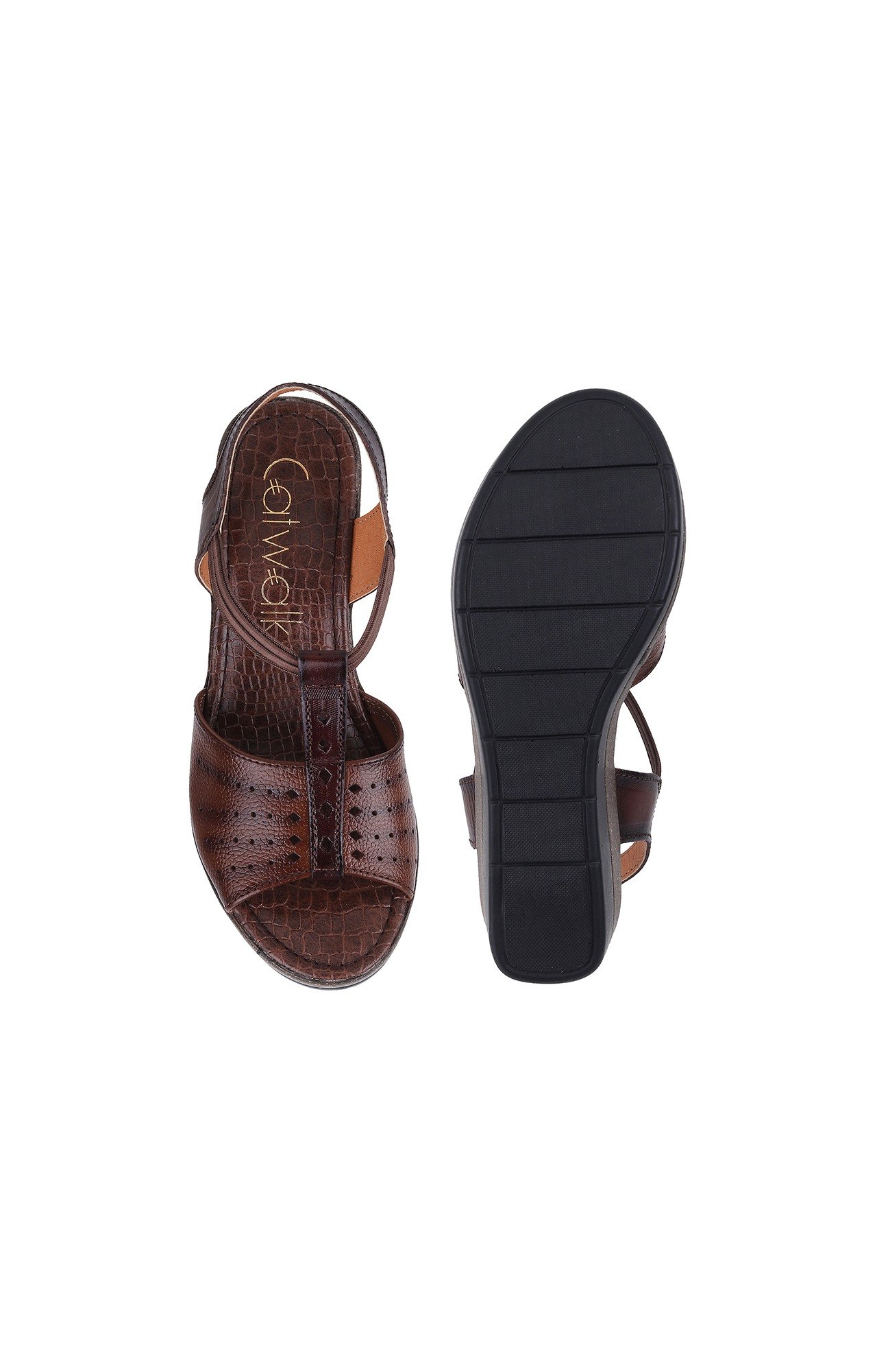 Women Stylised Wedges Brown Sandals