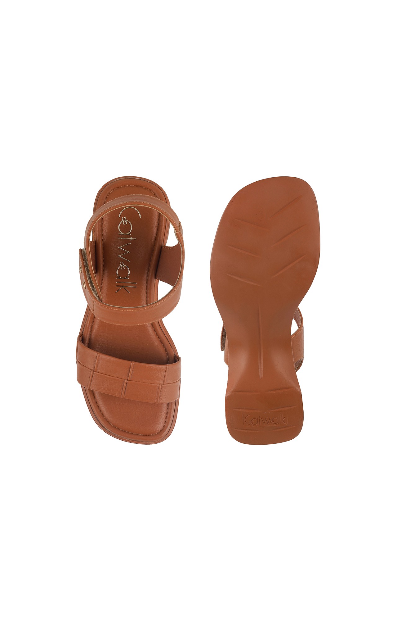 Women Stylised Chunky Heels Brown Sandals
