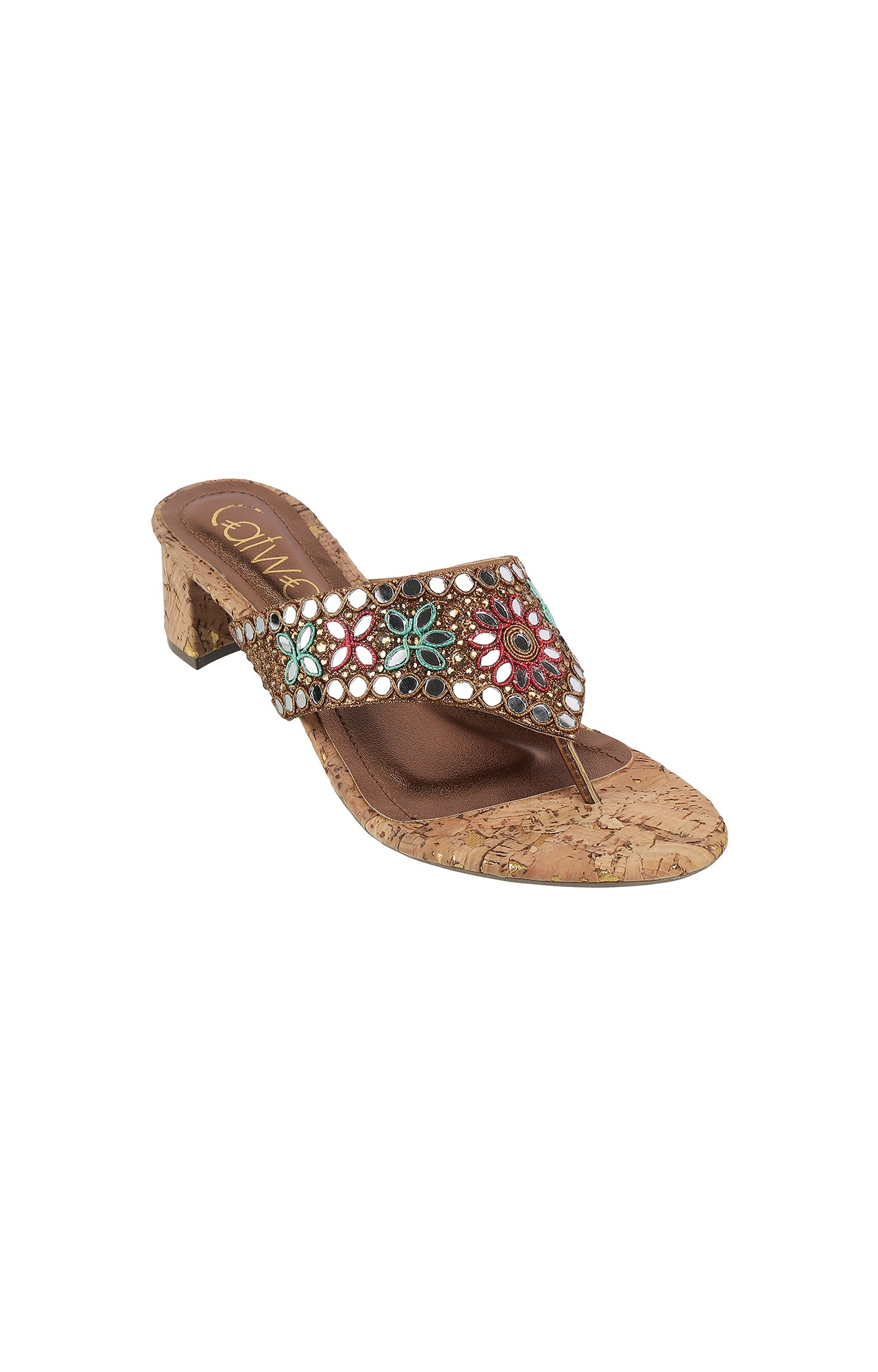 Women Stylised Chunky Heels Bronze Sandals