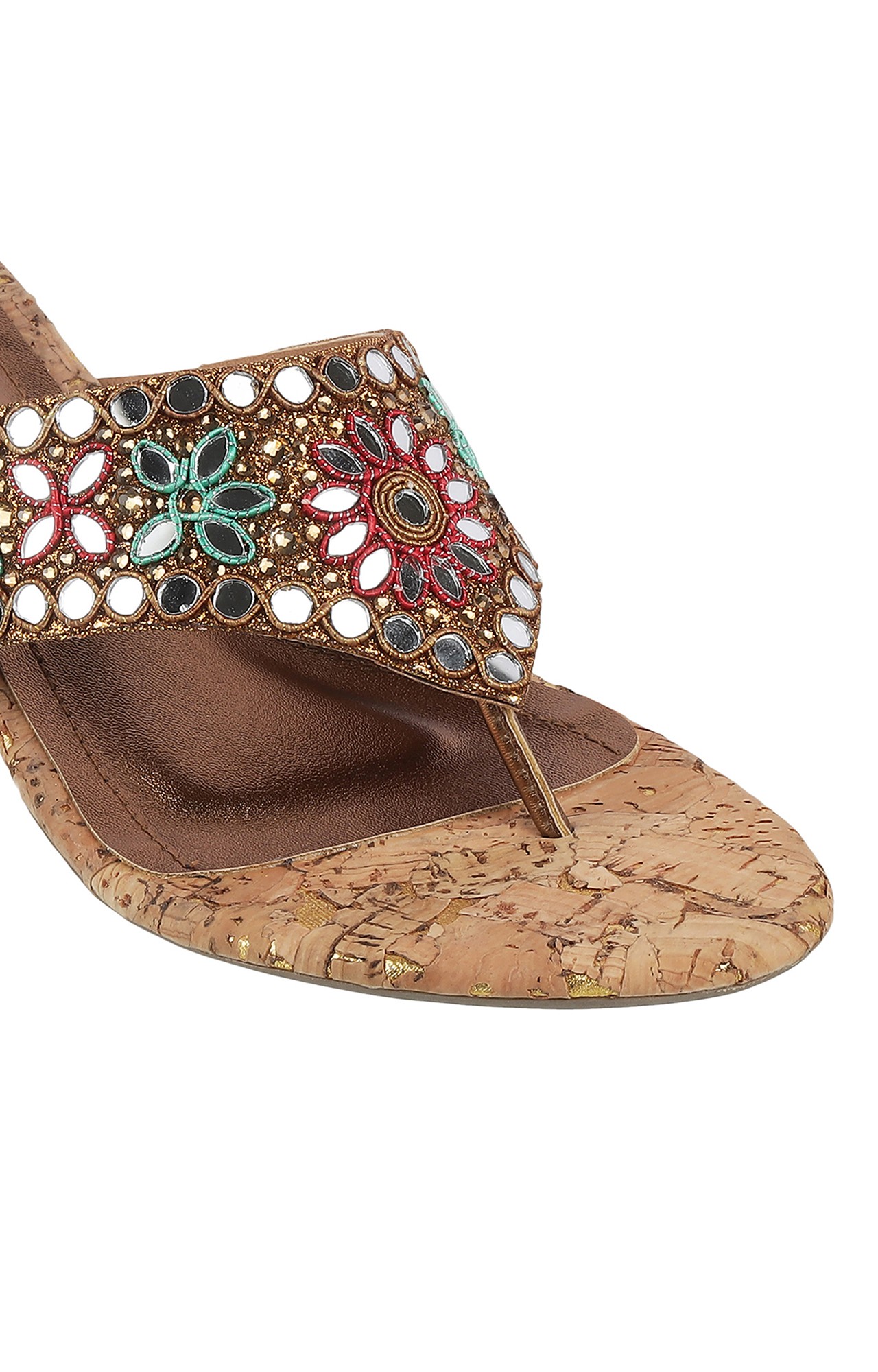 Women Stylised Chunky Heels Bronze Sandals
