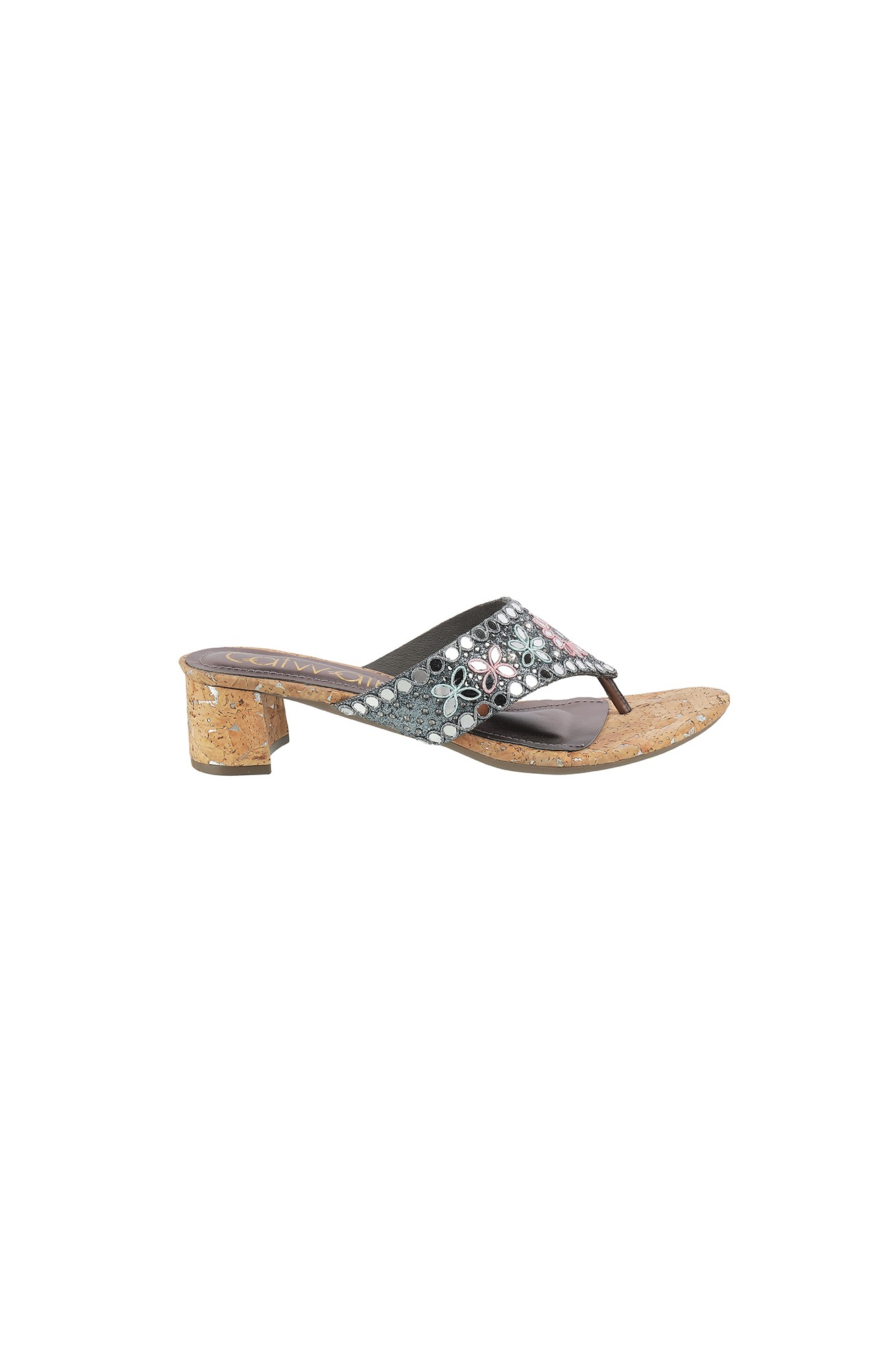 Women Stylised Chunky Heels Silver Sandals