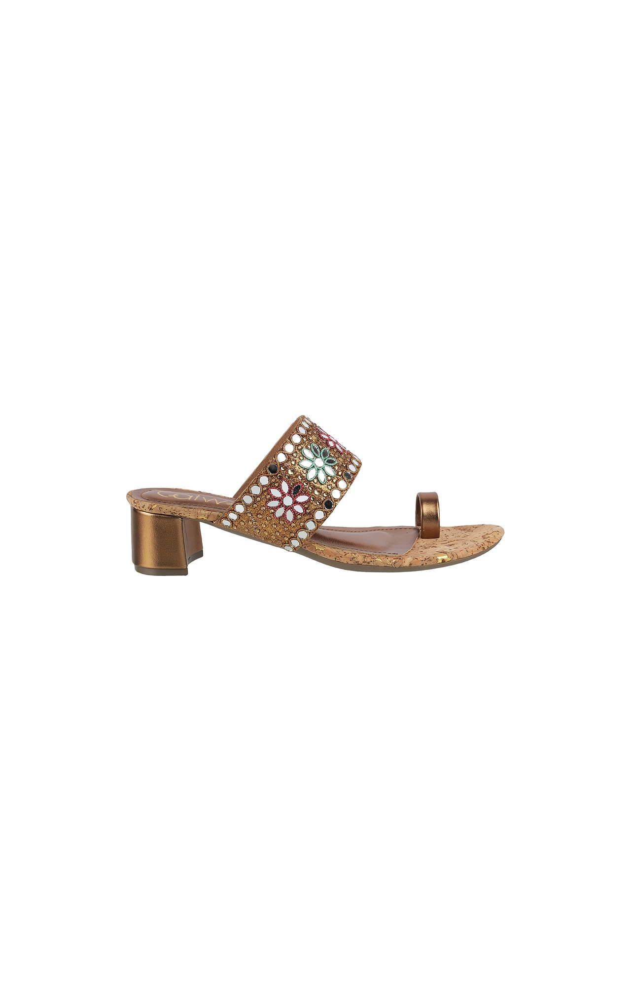 Women Stylised Chunky Heels Bronze Sandals
