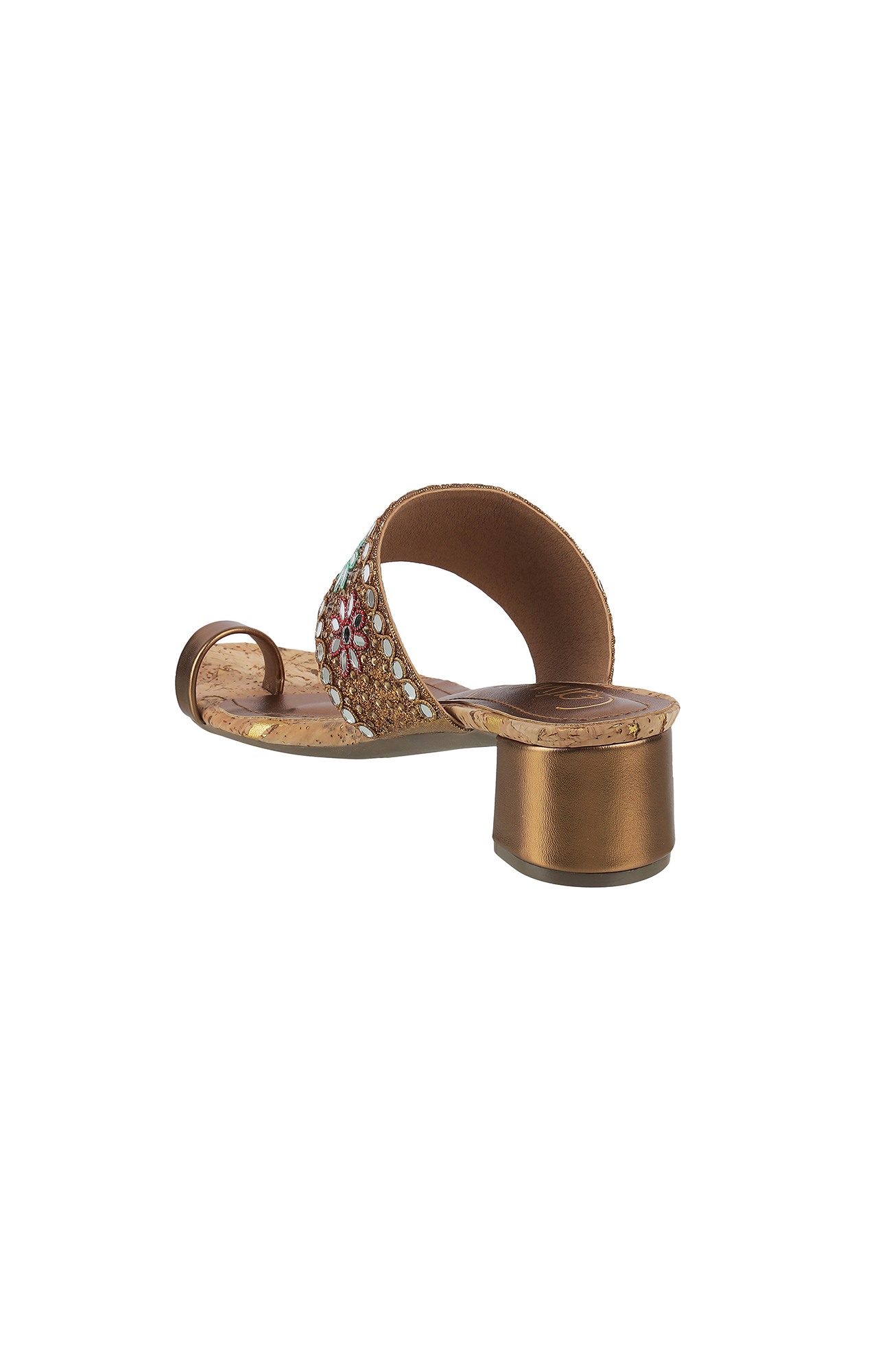Women Stylised Chunky Heels Bronze Sandals