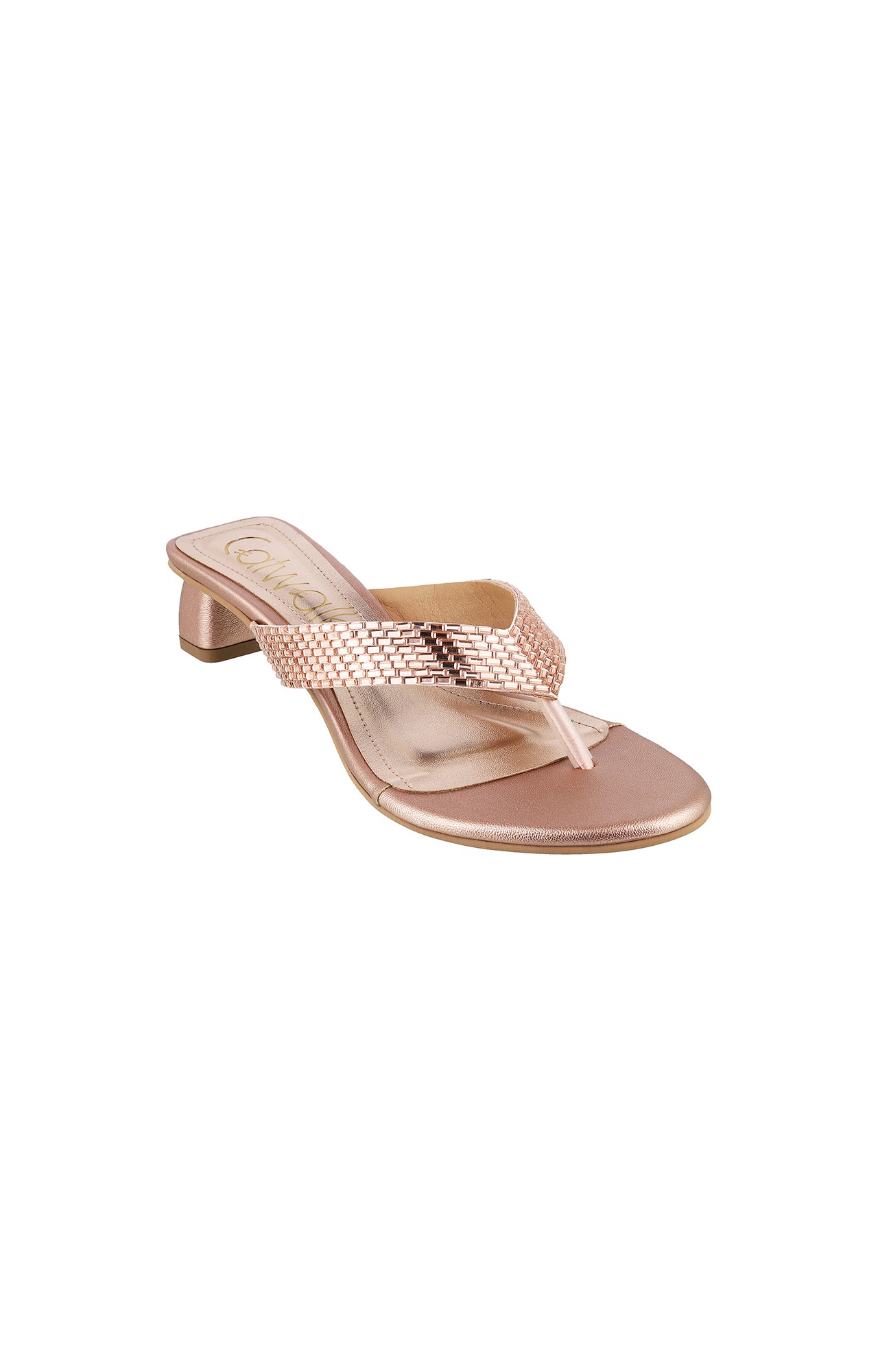 Women Stylised Chunky Heels Rose Gold Sandals
