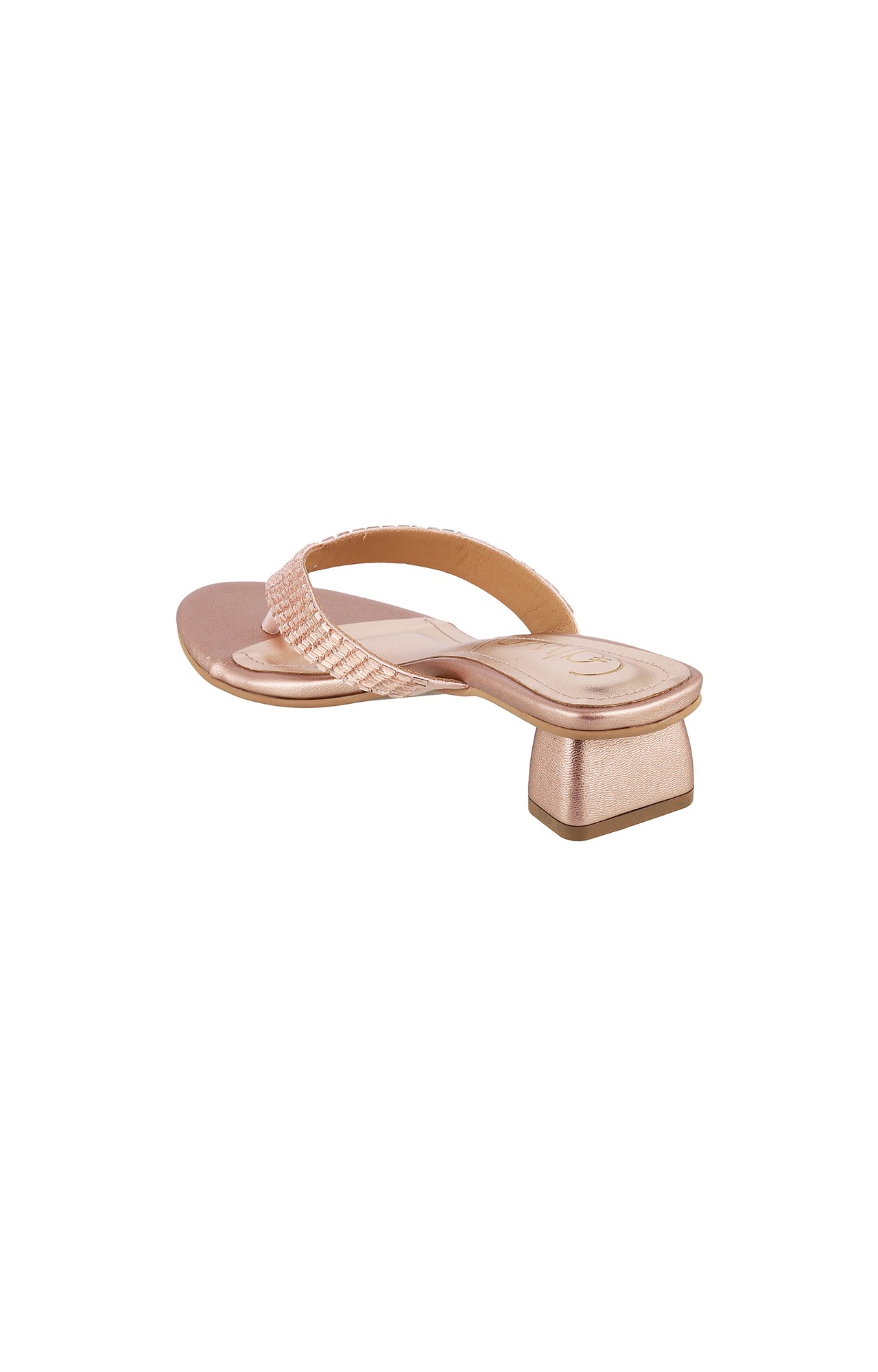 Women Stylised Chunky Heels Rose Gold Sandals