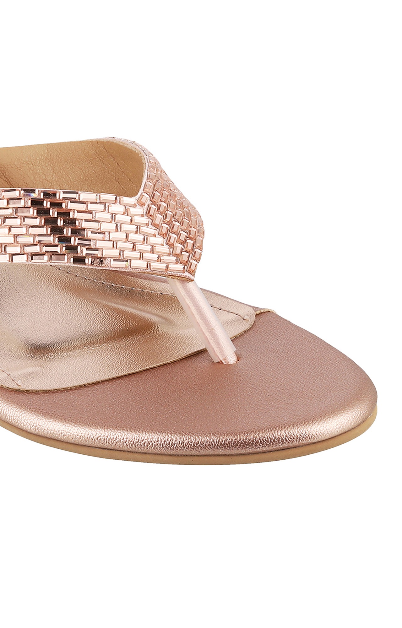 Women Stylised Chunky Heels Rose Gold Sandals