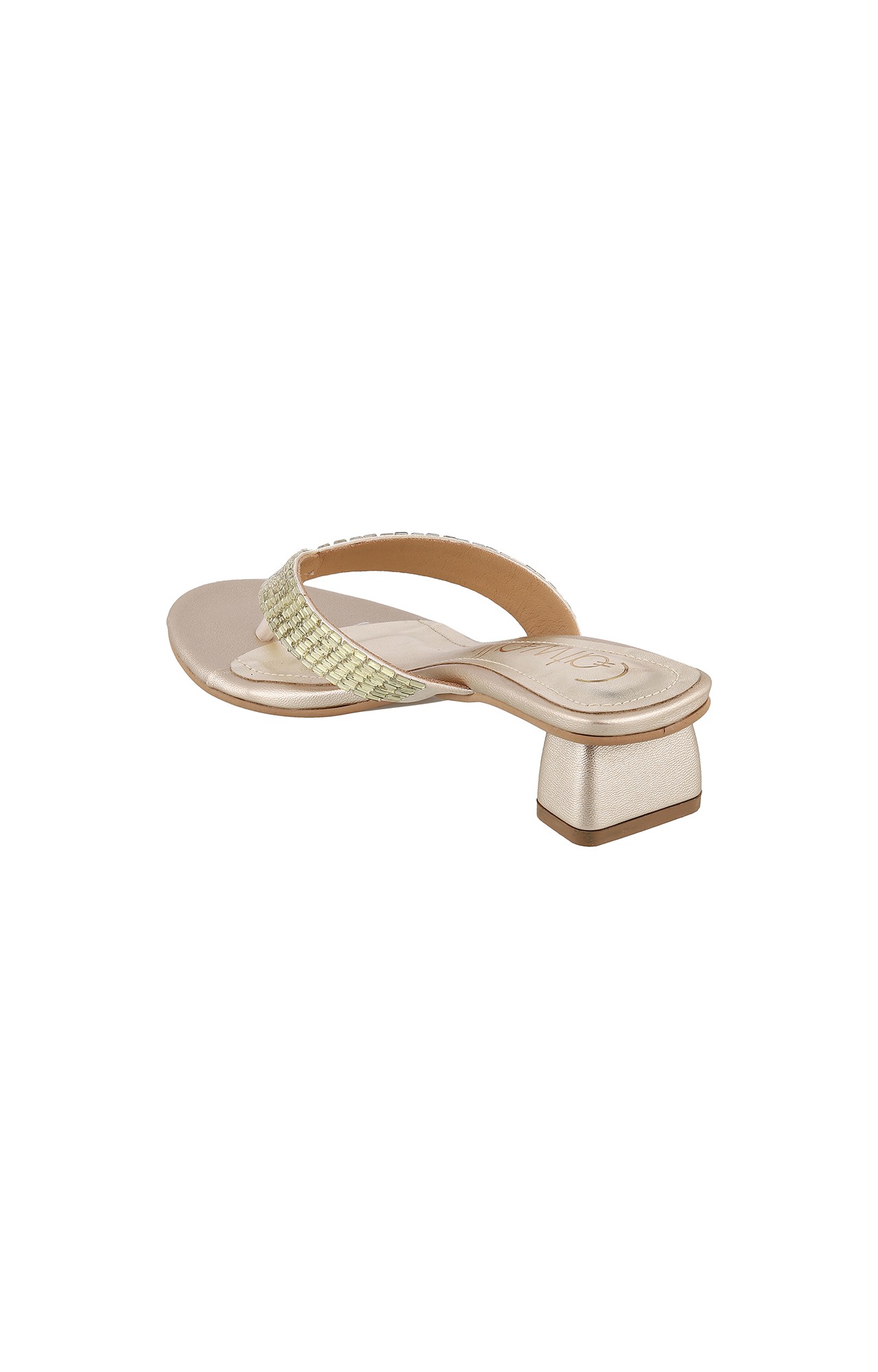Women Stylised Chunky Heels Gold Sandals