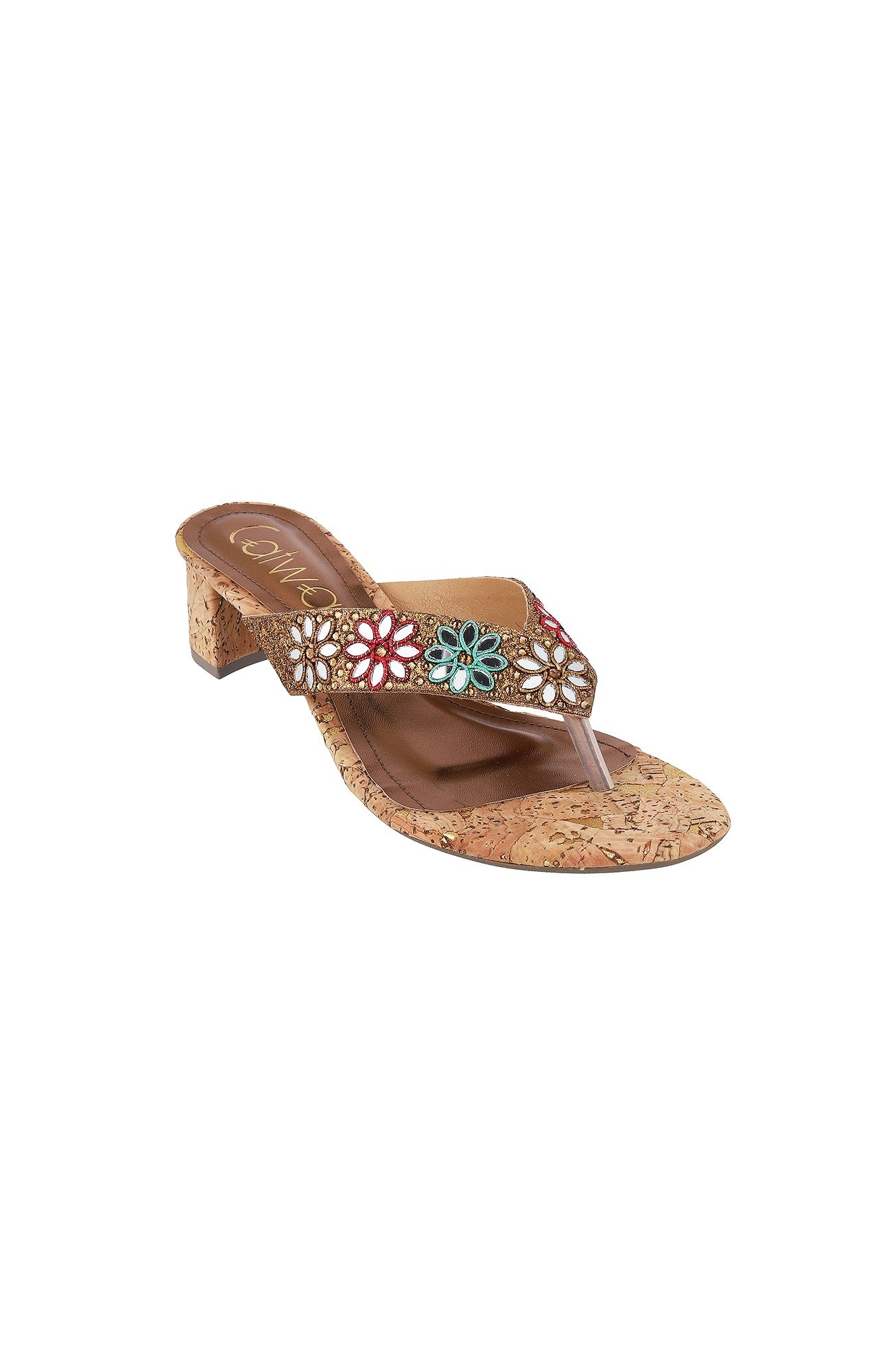 Women Stylised Chunky Heels Bronze Sandals