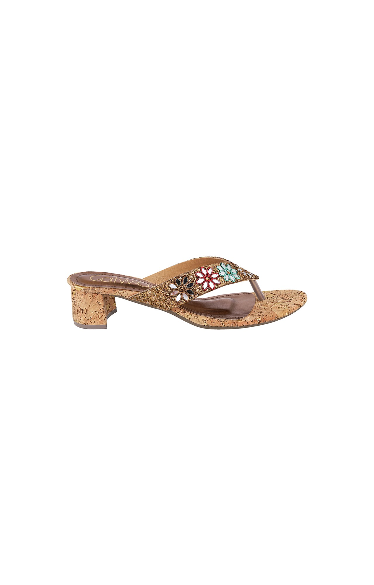 Women Stylised Chunky Heels Bronze Sandals