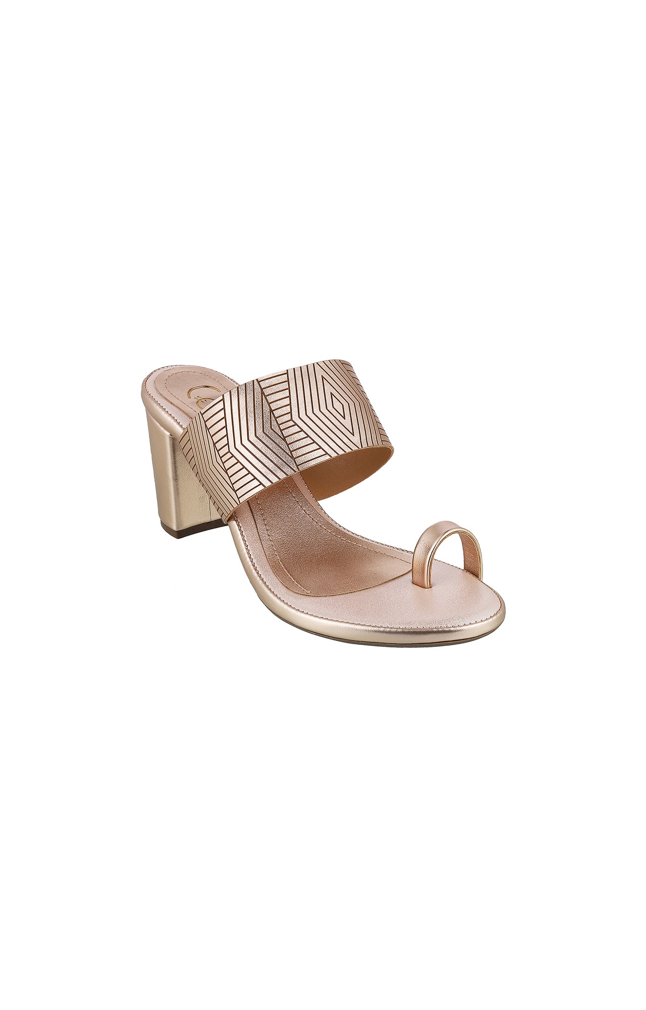 Women Stylised Chunky Heels Rose Gold Sandals