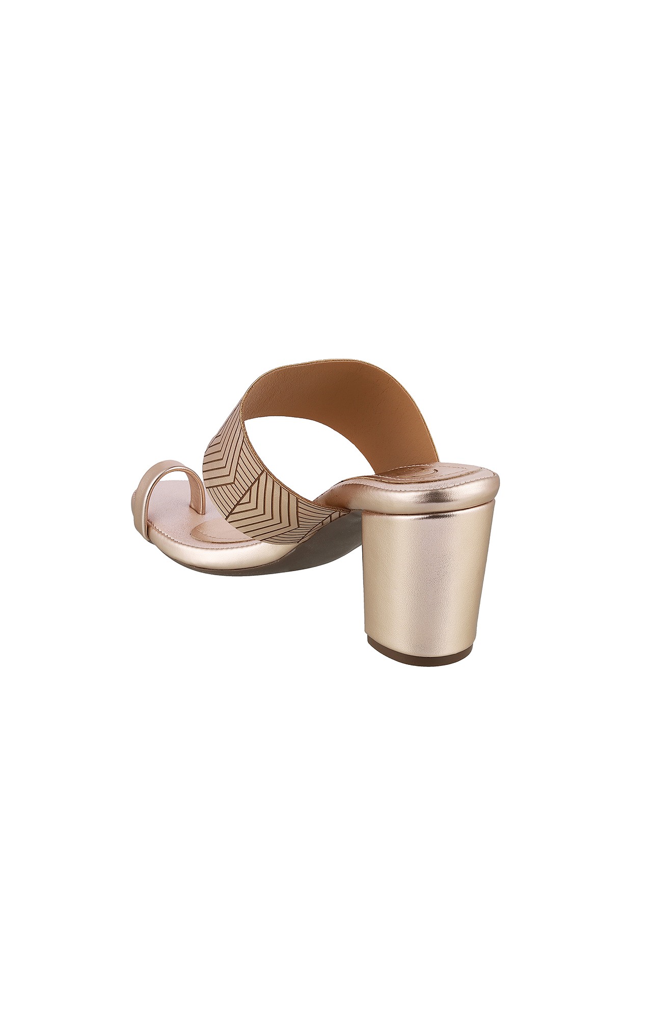 Women Stylised Chunky Heels Rose Gold Sandals