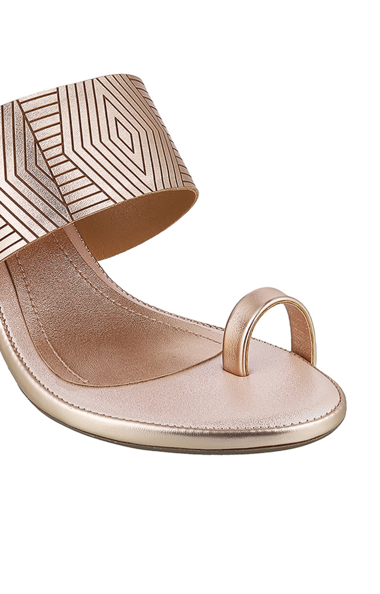 Women Stylised Chunky Heels Rose Gold Sandals