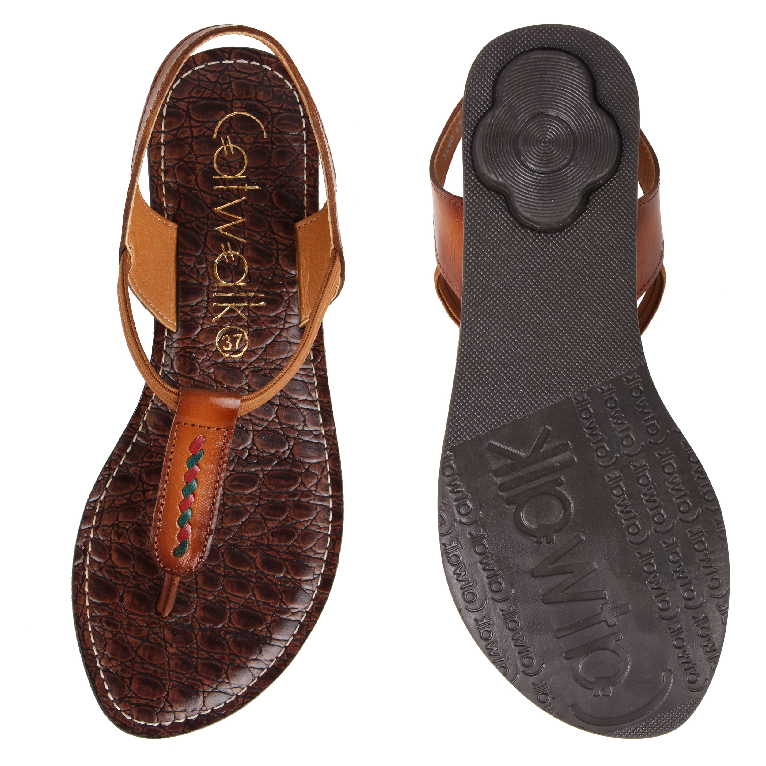CATWALK | Pure Leather Croc-effect Thongs