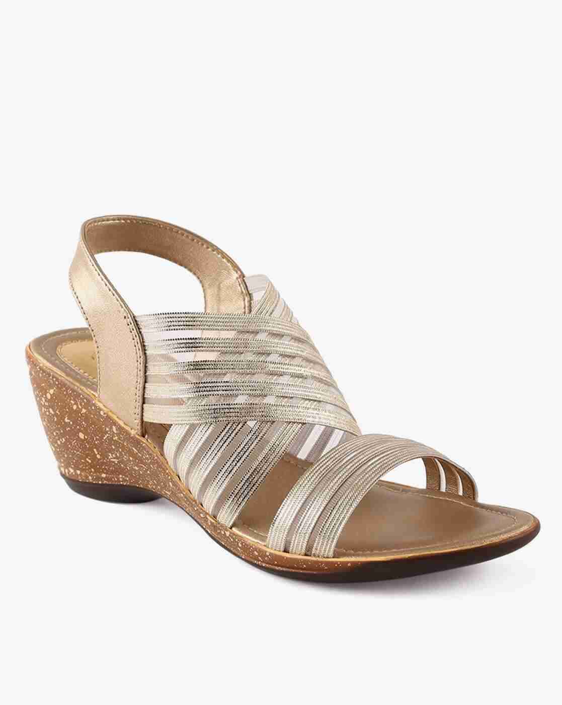Women Embellished Criss-Cross Wedges
