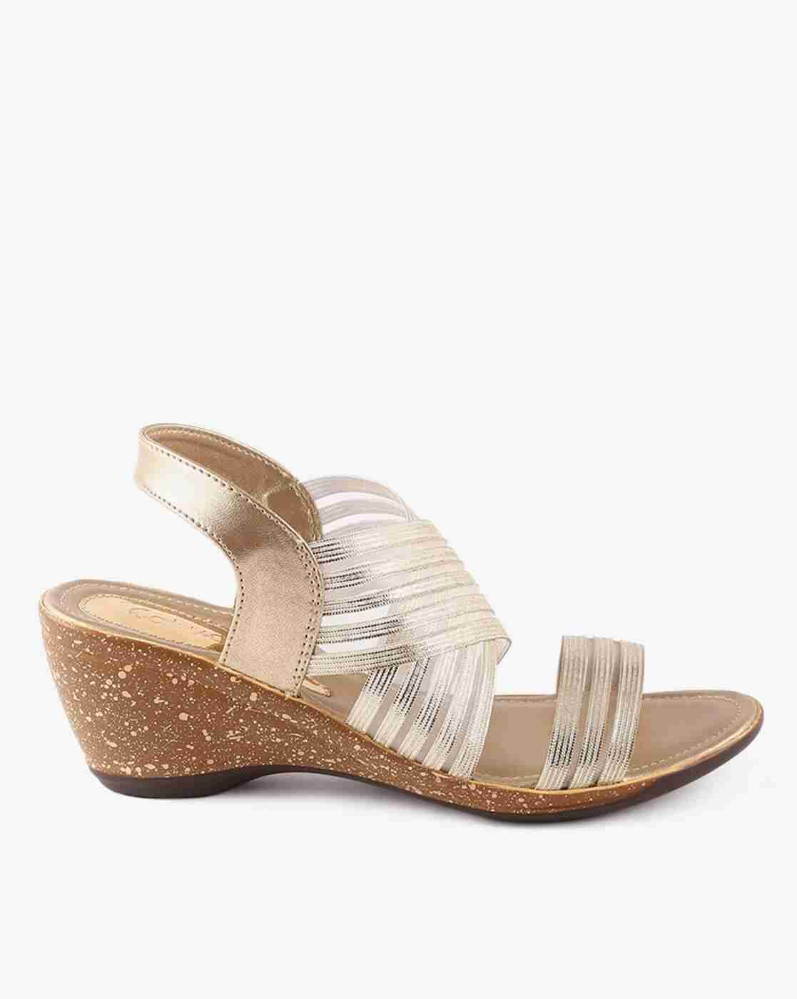 Women Embellished Criss-Cross Wedges