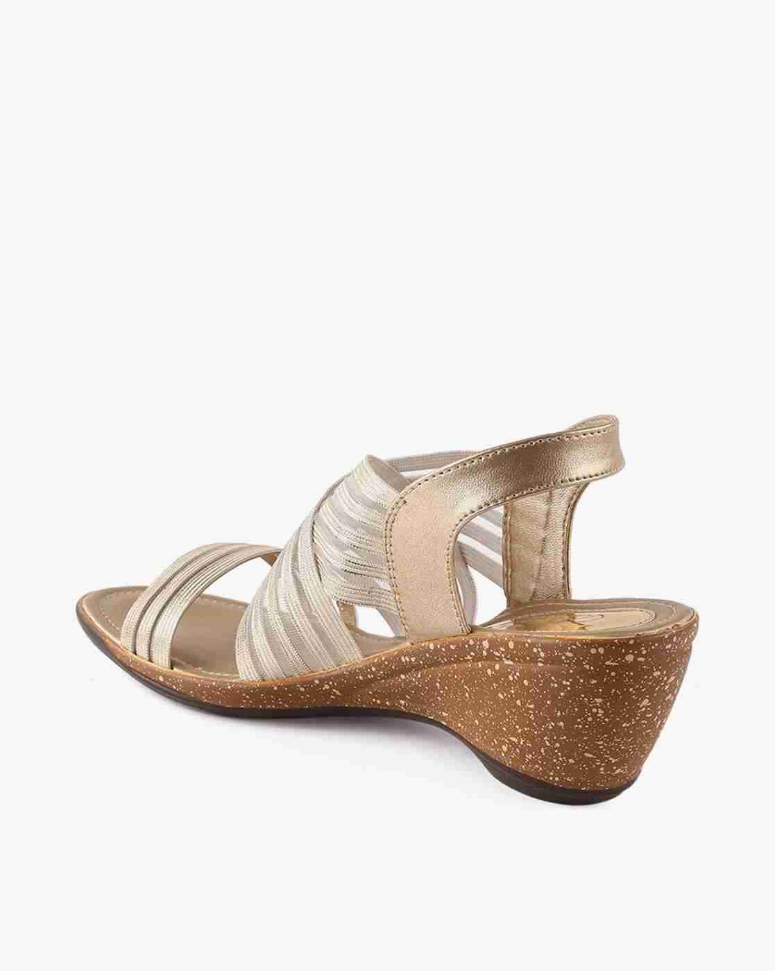 Women Embellished Criss-Cross Wedges