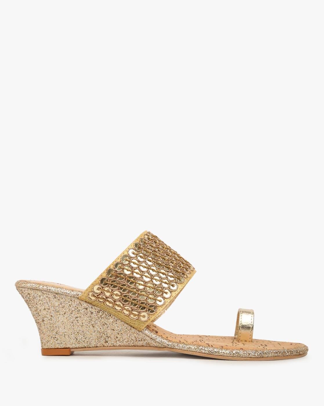 Sequined Toe-Ring Wedges