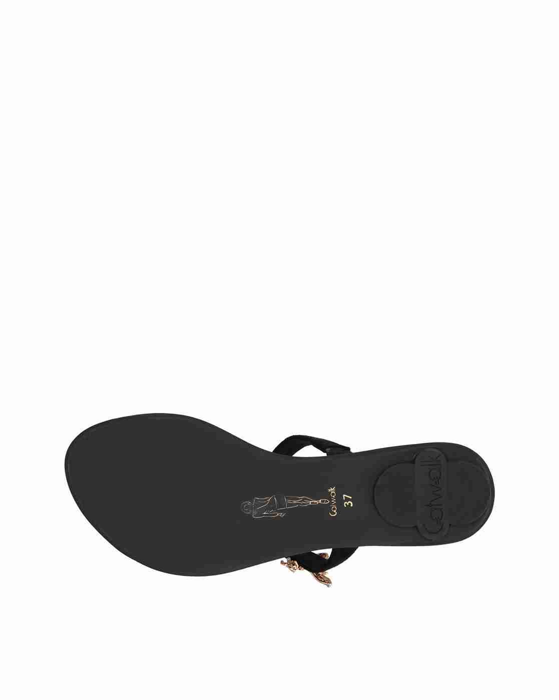Toe-Ring Flat Sandals with Embellishment