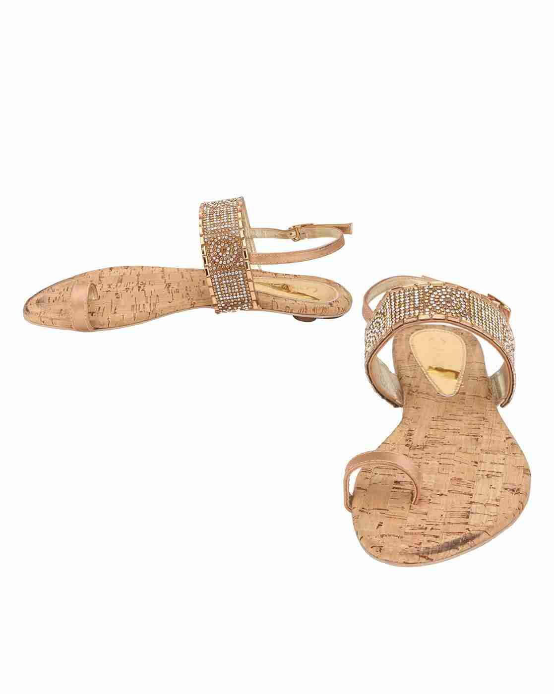 Embellished Toe-Ring Flat Sandals