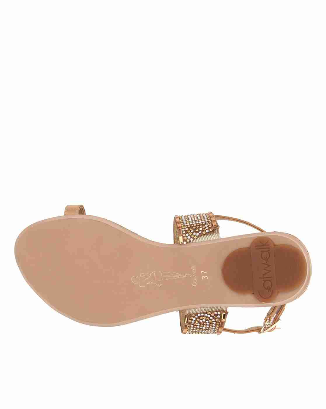 Embellished Toe-Ring Flat Sandals
